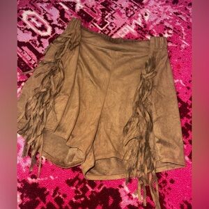 Boutique boho Brown Fringe Shorts